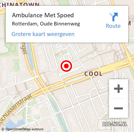 Locatie op kaart van de 112 melding: Ambulance Met Spoed Naar Rotterdam, Oude Binnenweg op 16 augustus 2024 11:19