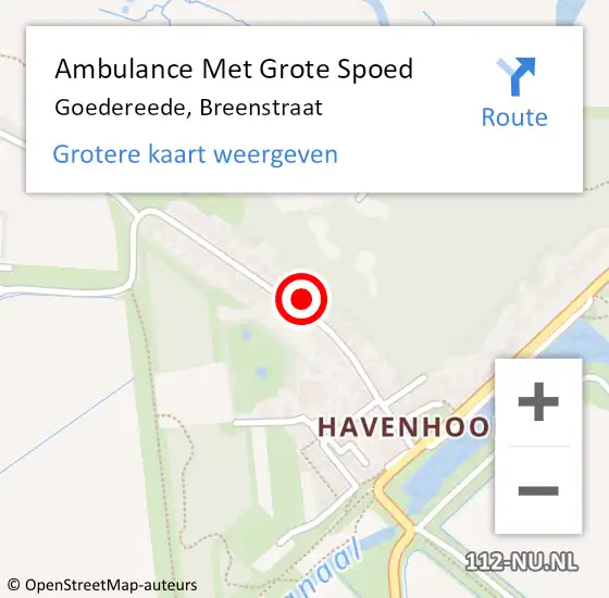 Locatie op kaart van de 112 melding: Ambulance Met Grote Spoed Naar Goedereede, Breenstraat op 16 augustus 2024 11:30