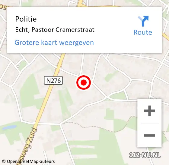 Locatie op kaart van de 112 melding: Politie Echt, Pastoor Cramerstraat op 16 augustus 2024 11:35