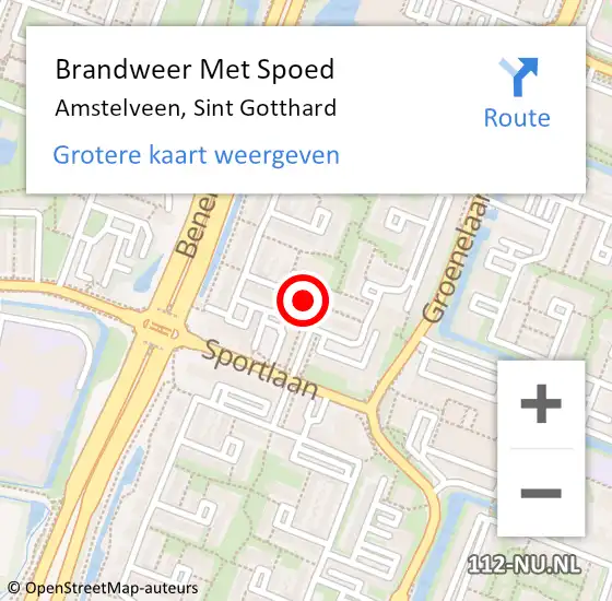 Locatie op kaart van de 112 melding: Brandweer Met Spoed Naar Amstelveen, Sint Gotthard op 16 augustus 2024 11:37