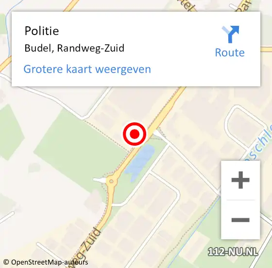 Locatie op kaart van de 112 melding: Politie Budel, Randweg-Zuid op 16 augustus 2024 11:48