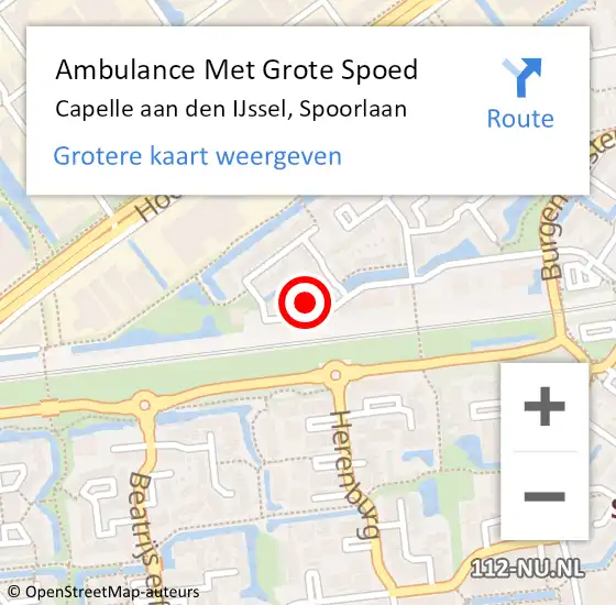 Locatie op kaart van de 112 melding: Ambulance Met Grote Spoed Naar Capelle aan den IJssel, Spoorlaan op 16 augustus 2024 12:01