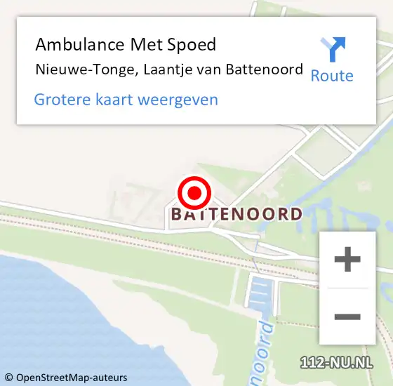 Locatie op kaart van de 112 melding: Ambulance Met Spoed Naar Nieuwe-Tonge, Laantje van Battenoord op 16 augustus 2024 12:15