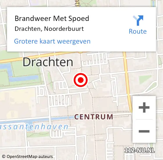 Locatie op kaart van de 112 melding: Brandweer Met Spoed Naar Drachten, Noorderbuurt op 16 augustus 2024 12:19