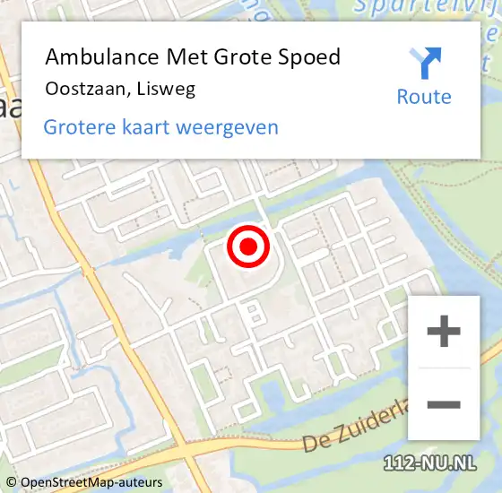 Locatie op kaart van de 112 melding: Ambulance Met Grote Spoed Naar Oostzaan, Lisweg op 16 augustus 2024 12:26