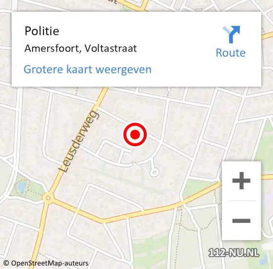 Locatie op kaart van de 112 melding: Politie Amersfoort, Voltastraat op 16 augustus 2024 13:16