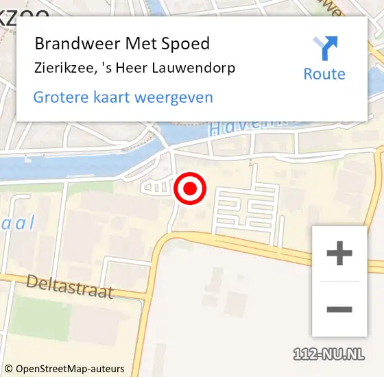 Locatie op kaart van de 112 melding: Brandweer Met Spoed Naar Zierikzee, 's Heer Lauwendorp op 16 augustus 2024 13:33