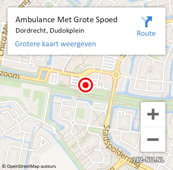 Locatie op kaart van de 112 melding: Ambulance Met Grote Spoed Naar Dordrecht, Dudokplein op 16 augustus 2024 13:34