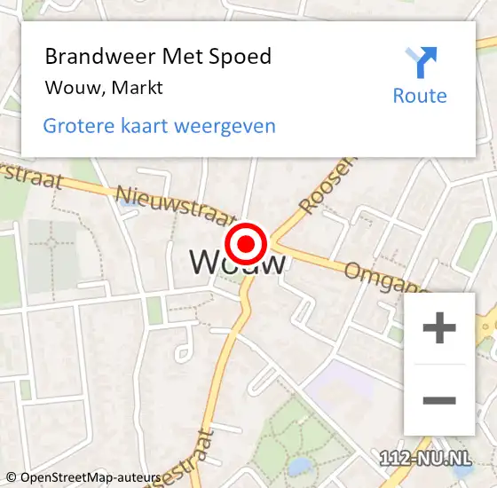 Locatie op kaart van de 112 melding: Brandweer Met Spoed Naar Wouw, Markt op 16 augustus 2024 14:24