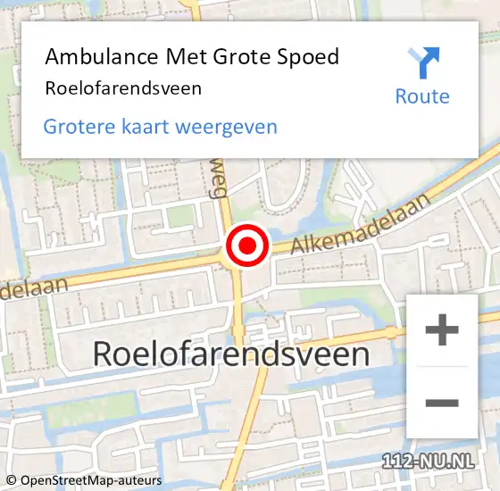 Locatie op kaart van de 112 melding: Ambulance Met Grote Spoed Naar Roelofarendsveen op 16 augustus 2024 14:26