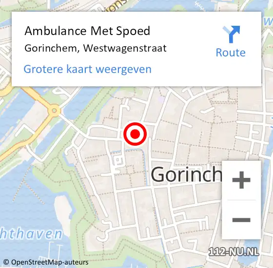 Locatie op kaart van de 112 melding: Ambulance Met Spoed Naar Gorinchem, Westwagenstraat op 16 augustus 2024 14:39