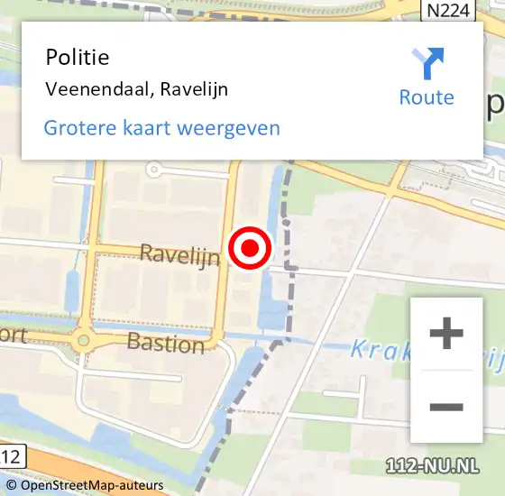 Locatie op kaart van de 112 melding: Politie Veenendaal, Ravelijn op 16 augustus 2024 14:43