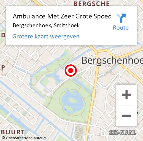 Locatie op kaart van de 112 melding: Ambulance Met Zeer Grote Spoed Naar Bergschenhoek, Smitshoek op 16 augustus 2024 15:06