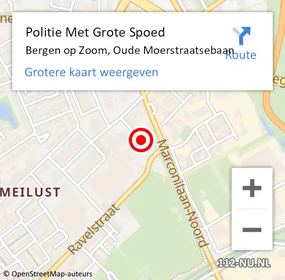 Locatie op kaart van de 112 melding: Politie Met Grote Spoed Naar Bergen op Zoom, Oude Moerstraatsebaan op 16 augustus 2024 15:12