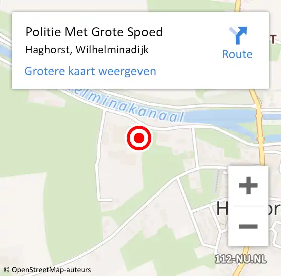 Locatie op kaart van de 112 melding: Politie Met Grote Spoed Naar Haghorst, Wilhelminadijk op 16 augustus 2024 15:40