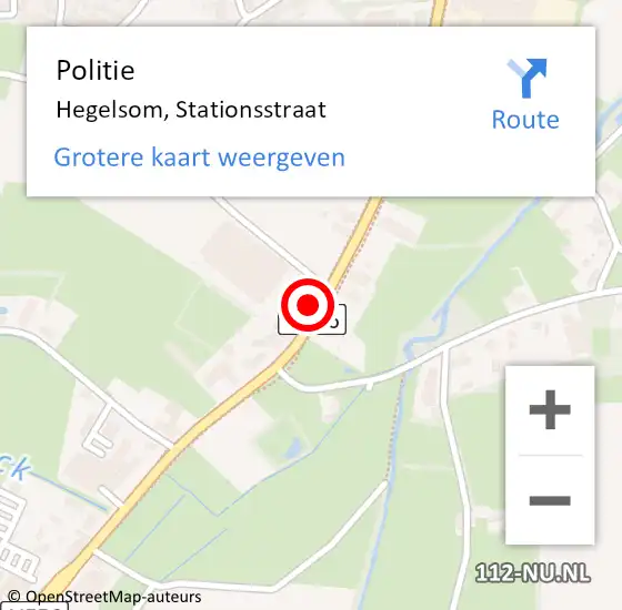 Locatie op kaart van de 112 melding: Politie Hegelsom, Stationsstraat op 16 augustus 2024 15:47