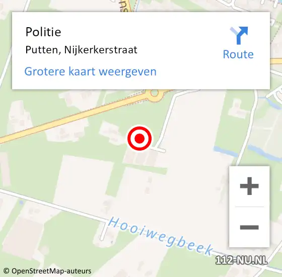 Locatie op kaart van de 112 melding: Politie Putten, Nijkerkerstraat op 16 augustus 2024 15:50