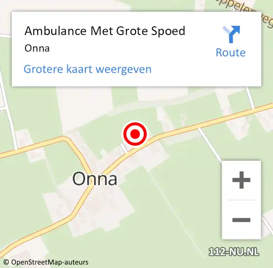 Locatie op kaart van de 112 melding: Ambulance Met Grote Spoed Naar Onna op 16 augustus 2024 16:58