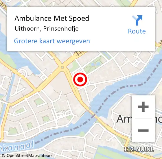 Locatie op kaart van de 112 melding: Ambulance Met Spoed Naar Uithoorn, Prinses Irenelaan op 16 augustus 2024 17:00