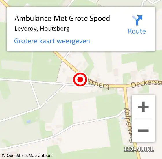 Locatie op kaart van de 112 melding: Ambulance Met Grote Spoed Naar Leveroy, Houtsberg op 16 oktober 2014 14:36