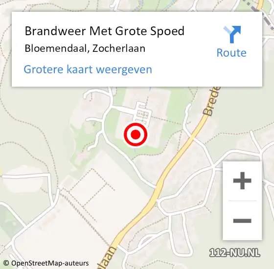 Locatie op kaart van de 112 melding: Brandweer Met Grote Spoed Naar Bloemendaal, Zocherlaan op 16 augustus 2024 17:12