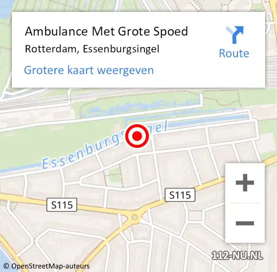 Locatie op kaart van de 112 melding: Ambulance Met Grote Spoed Naar Rotterdam, Essenburgsingel op 16 augustus 2024 17:15