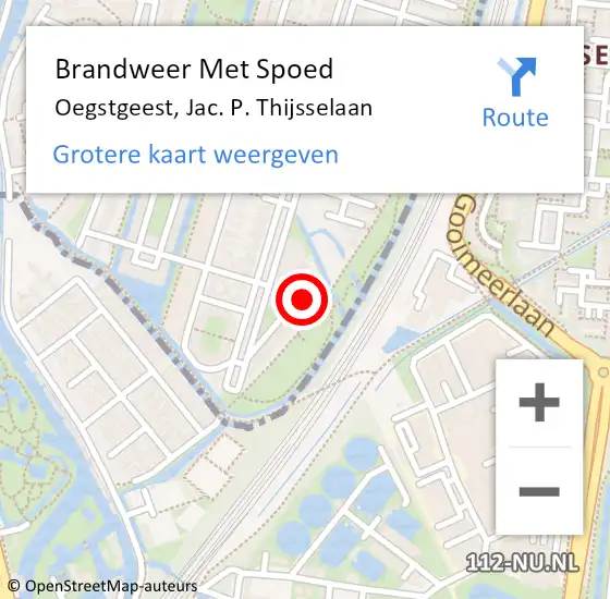 Locatie op kaart van de 112 melding: Brandweer Met Spoed Naar Oegstgeest, Jac. P. Thijsselaan op 16 augustus 2024 17:28