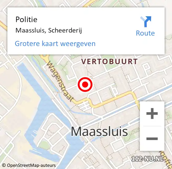 Locatie op kaart van de 112 melding: Politie Maassluis, Scheerderij op 16 augustus 2024 17:34