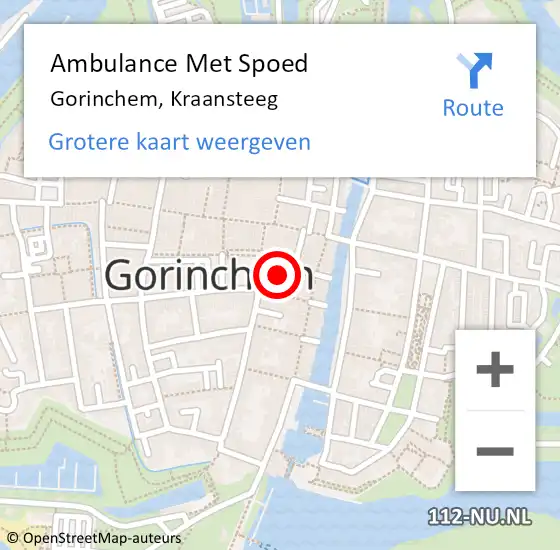 Locatie op kaart van de 112 melding: Ambulance Met Spoed Naar Gorinchem, Kraansteeg op 16 augustus 2024 18:32