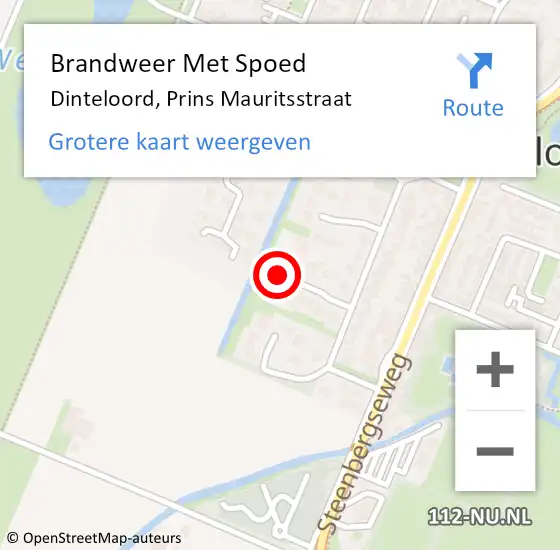 Locatie op kaart van de 112 melding: Brandweer Met Spoed Naar Dinteloord, Prins Mauritsstraat op 16 augustus 2024 18:37