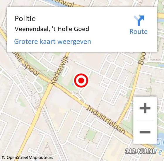 Locatie op kaart van de 112 melding: Politie Veenendaal, 't Holle Goed op 16 augustus 2024 18:58