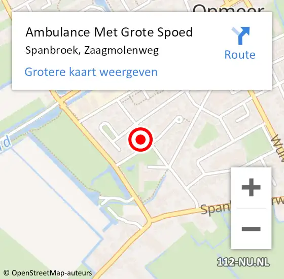 Locatie op kaart van de 112 melding: Ambulance Met Grote Spoed Naar Spanbroek, Zaagmolenweg op 16 augustus 2024 19:07