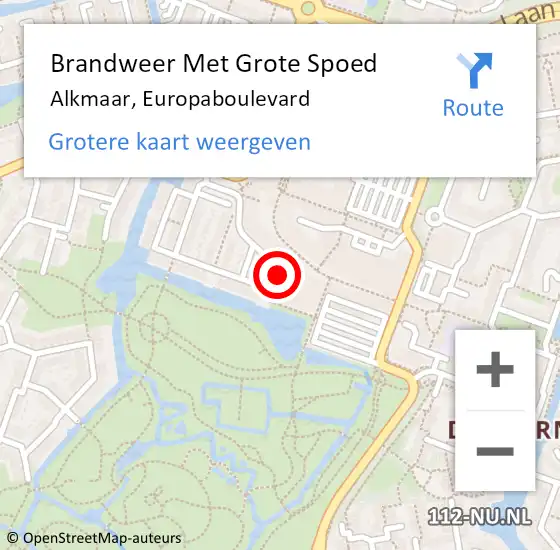 Locatie op kaart van de 112 melding: Brandweer Met Grote Spoed Naar Winkel, Europaboulevard op 16 augustus 2024 19:18