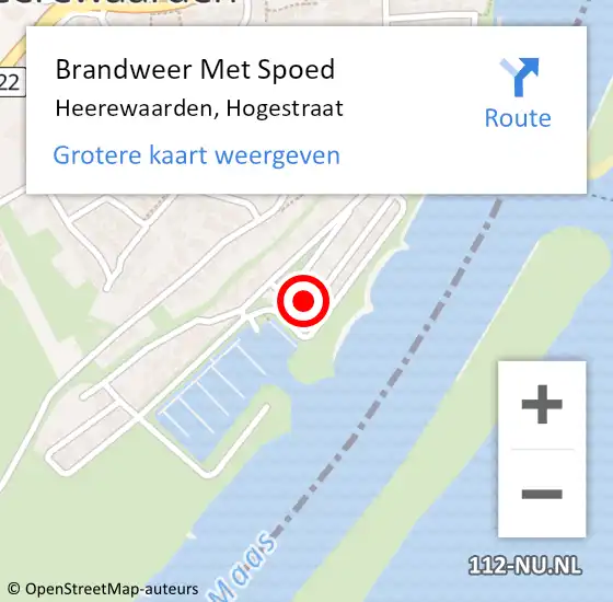 Locatie op kaart van de 112 melding: Brandweer Met Spoed Naar Heerewaarden, Hogestraat op 16 augustus 2024 19:26