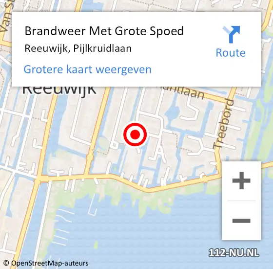 Locatie op kaart van de 112 melding: Brandweer Met Grote Spoed Naar Reeuwijk, Pijlkruidlaan op 16 augustus 2024 20:11