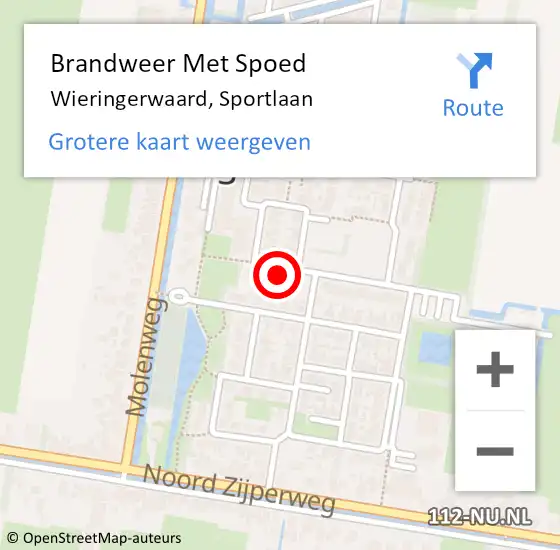 Locatie op kaart van de 112 melding: Brandweer Met Spoed Naar Wieringerwaard, Sportlaan op 16 augustus 2024 20:12