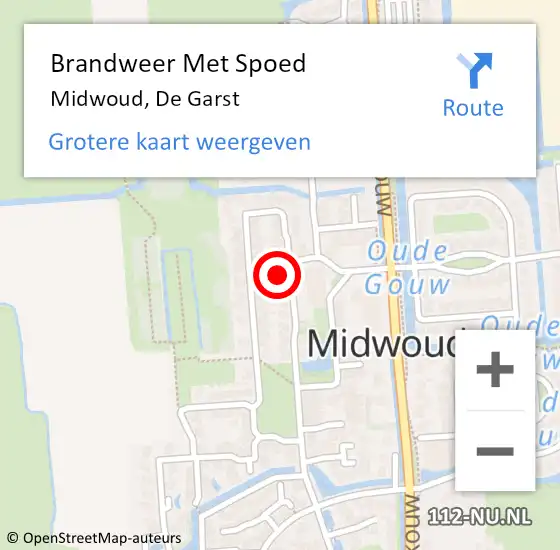 Locatie op kaart van de 112 melding: Brandweer Met Spoed Naar Midwoud, De Garst op 16 augustus 2024 20:17