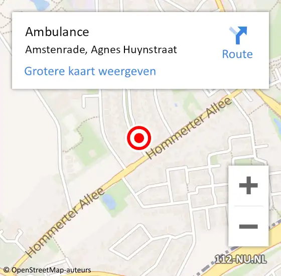 Locatie op kaart van de 112 melding: Ambulance Amstenrade, Agnes Huynstraat op 16 oktober 2014 14:57