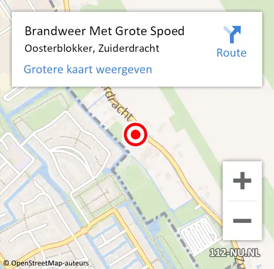 Locatie op kaart van de 112 melding: Brandweer Met Grote Spoed Naar Oosterblokker, Zuiderdracht op 16 augustus 2024 21:25