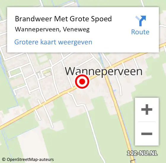 Locatie op kaart van de 112 melding: Brandweer Met Grote Spoed Naar Wanneperveen, Veneweg op 16 oktober 2014 14:59