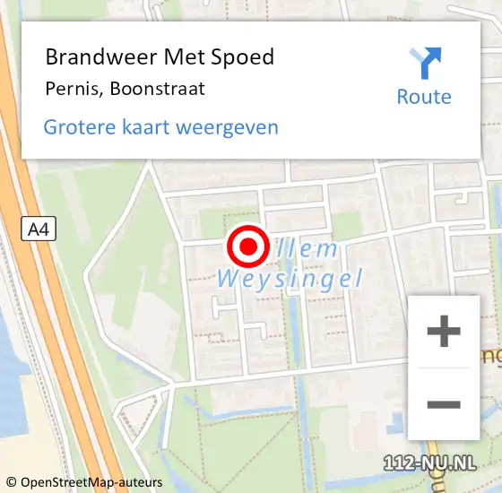 Locatie op kaart van de 112 melding: Brandweer Met Spoed Naar Pernis, Boonstraat op 16 augustus 2024 22:01