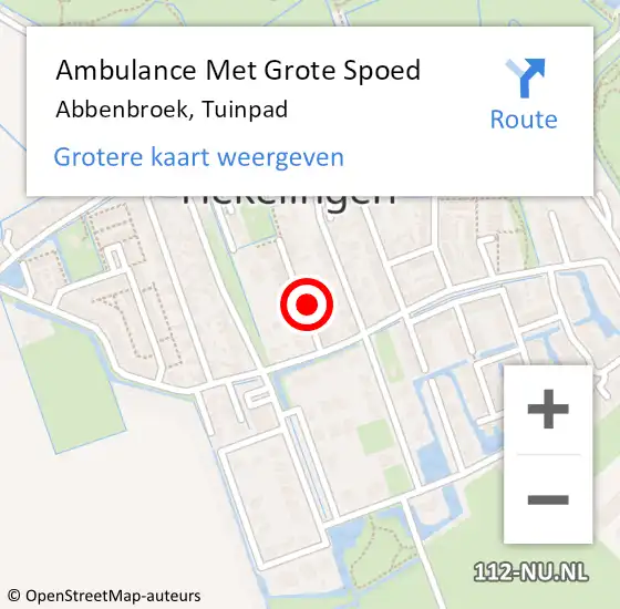 Locatie op kaart van de 112 melding: Ambulance Met Grote Spoed Naar Abbenbroek, Tuinpad op 16 augustus 2024 23:03