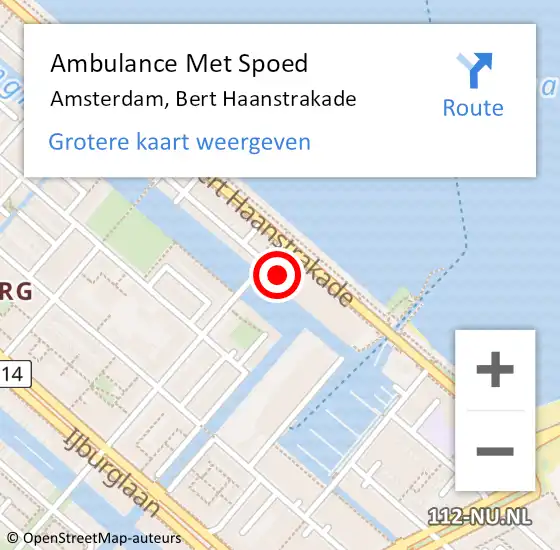 Locatie op kaart van de 112 melding: Ambulance Met Spoed Naar Amsterdam, Bert Haanstrakade op 16 augustus 2024 23:04