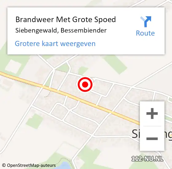 Locatie op kaart van de 112 melding: Brandweer Met Grote Spoed Naar Siebengewald, Bessembiender op 16 augustus 2024 23:10