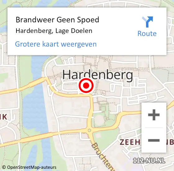 Locatie op kaart van de 112 melding: Brandweer Geen Spoed Naar Hardenberg, Lage Doelen op 16 augustus 2024 23:23