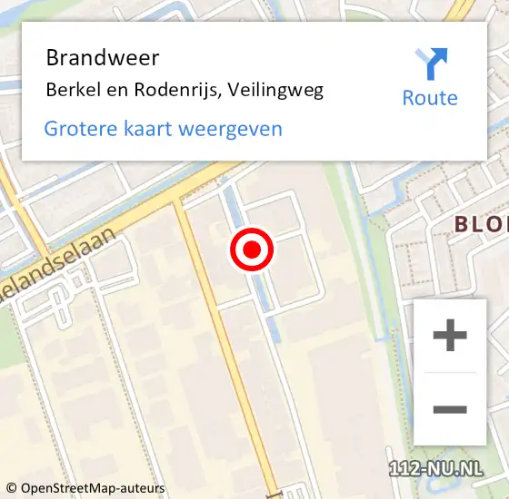 Locatie op kaart van de 112 melding: Brandweer Berkel en Rodenrijs, Veilingweg op 16 augustus 2024 23:42