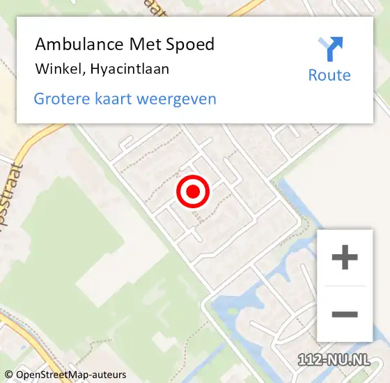 Locatie op kaart van de 112 melding: Ambulance Met Spoed Naar Winkel, Hyacintlaan op 16 augustus 2024 23:51