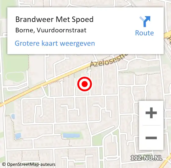 Locatie op kaart van de 112 melding: Brandweer Met Spoed Naar Borne, Vuurdoornstraat op 16 augustus 2024 23:51