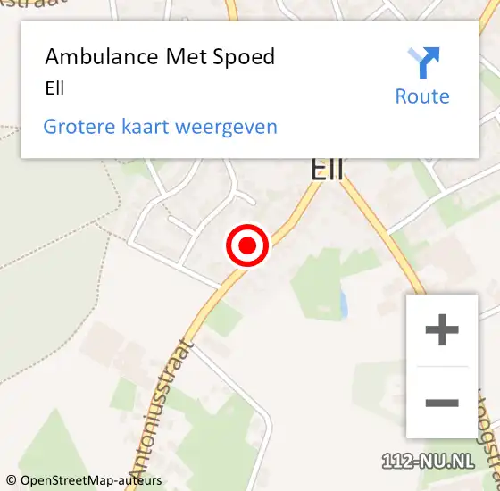 Locatie op kaart van de 112 melding: Ambulance Met Spoed Naar Ell op 16 augustus 2024 23:54