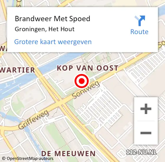 Locatie op kaart van de 112 melding: Brandweer Met Spoed Naar Groningen, Het Hout op 16 augustus 2024 23:54